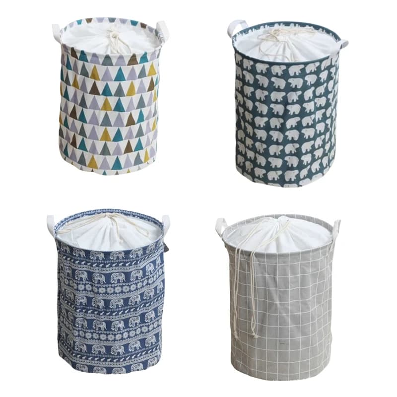 Cesto per la biancheria con stampa di nuova moda con fodera con coulisse Cesto per borsa pieghevole portatile per giocattoli per bambini Cesto per vestiti sporchi