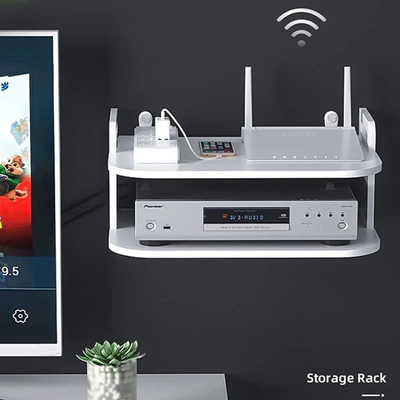 Wall-Mounted Router Cable Organizer Shelf Ventilated Neat Setup for Modem TV Set-top Storage Rack TV Box Desk Accessories Holder
