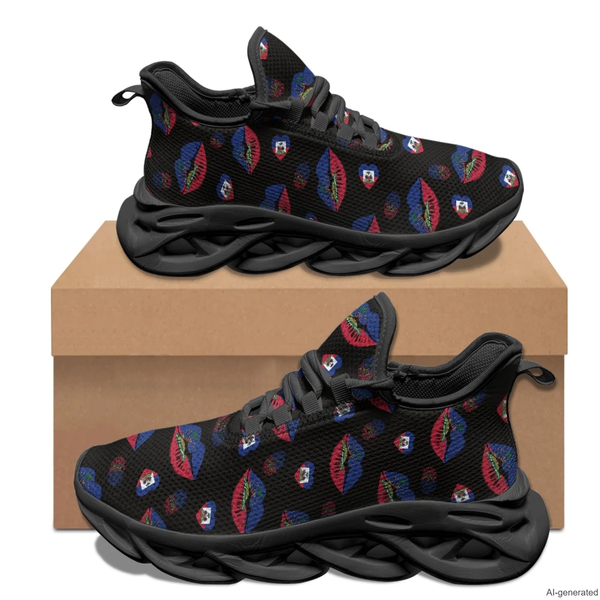 XIXIRIMIDO Max Soul Shoes Haitian Flag Print Running Shoes for Men Casual Fashion Women Snakers Walking Shoes 35-48