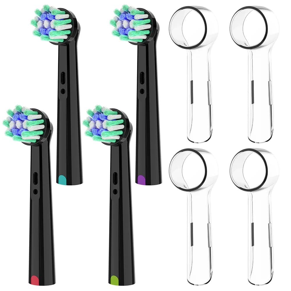 Cross Action toothbrush heads with dust cover caps for toothbrush head, compatible with Oral B electric toothbrush, for 1000 1500
