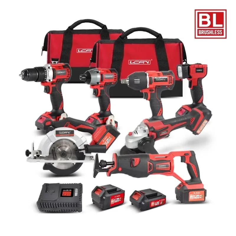 VCANTIGER Set di utensili elettrici con batteria al litio senza fili da 20 V Kit di utensili elettrici brushless universale con batteria combinata