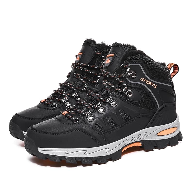 Large Size Outdoor Trekking Boots Man Women's Anti-slip Strings Climbing Winter Hot Fur Sneakers Black Size 42 Trekking Shoes