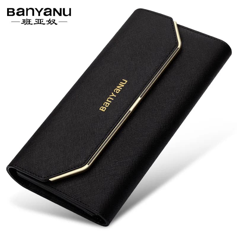 Portafoglio in vera pelle da donna di moda portafoglio con pochette lunga RFID per donna porta carte multiplo fermasoldi per telefono a tripla piega 2023