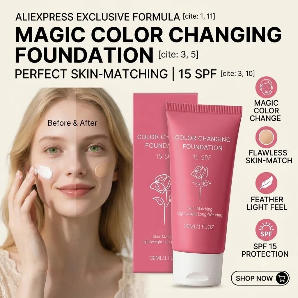 Color Changing Foundation SPF 15 Liquid 30ml Smart Temperature Adjusting Makeup Base Cream Skin Matching Natural Face Cosmetic