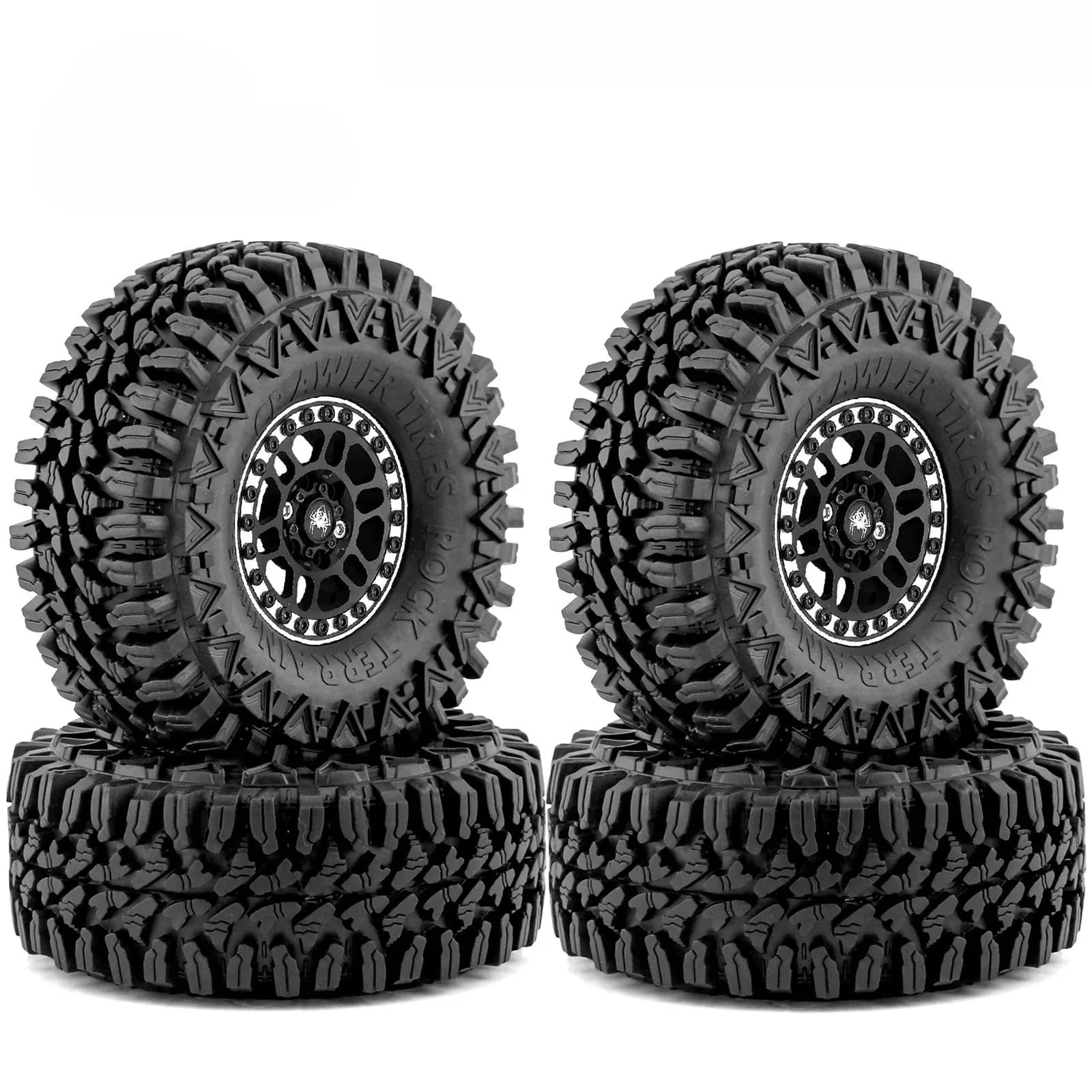 Set di 4 Ruote Beadlock 1.9 in Alluminio e Pneumatici RC Crawler 1.9 per Traxxas TRX4 Axial SCX10 SCX10 II III Redcat Gen 8