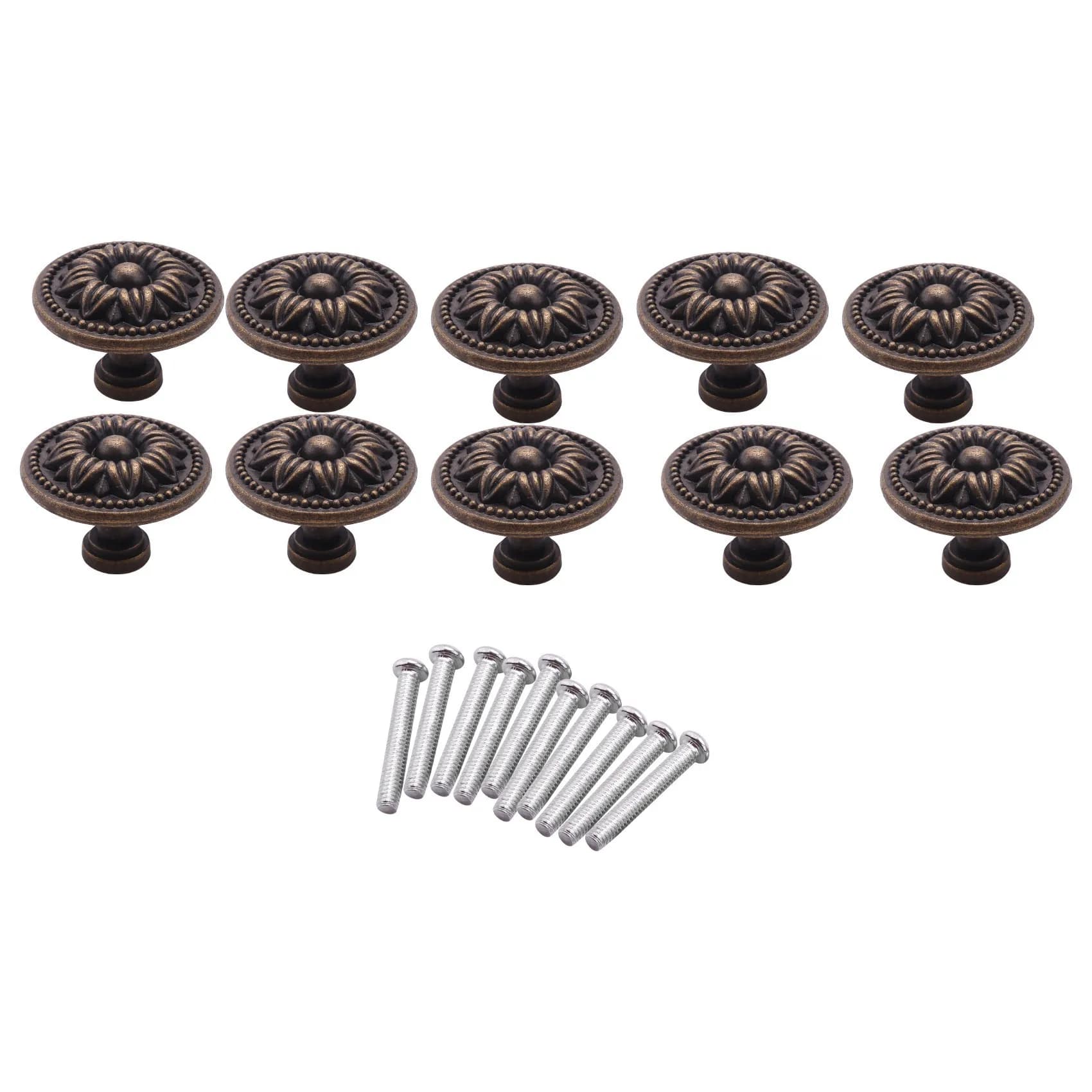 [NEWA64Z!】 10PCS,Vintage Antique Vintage Handle With Patterned Round Knobs, Used For Furniture, Kitchen Doors And Cupboards