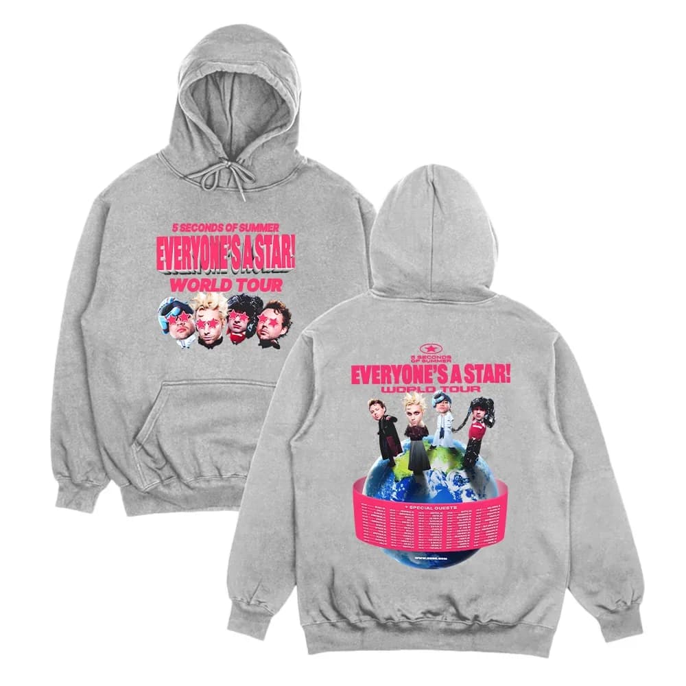 Felpe con cappuccio 5 Seconds of Summer World Tour 2026 5SOS EVERYONE'S A STAR! Felpa uomo/donna Harajuku abbigliamento invernale pullover sciolto
