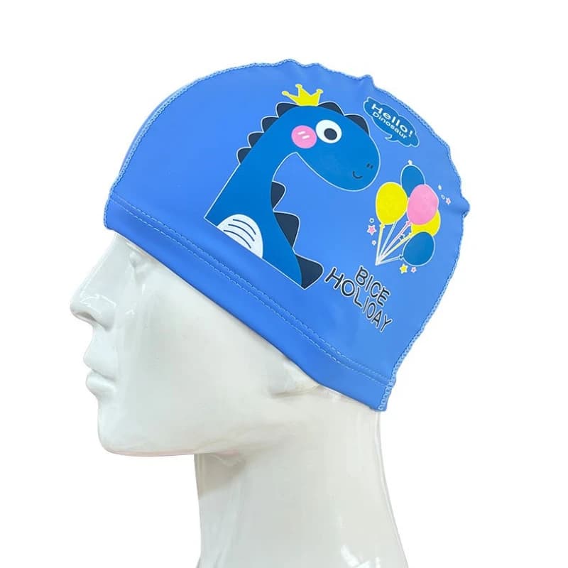 PU Swimwear for Boys Girls Waterproof Swimming Hat for Ear Protection Children's Swimwear Printed Cute Cartoon Pool Accessories