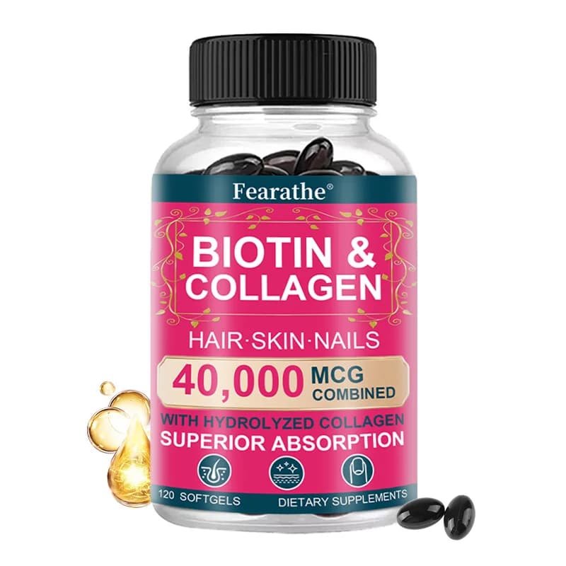 Biotin 40000mcg with collagen, promotes hair growth, strong nails, radiant skin and anti-aging, robust joints for men and women