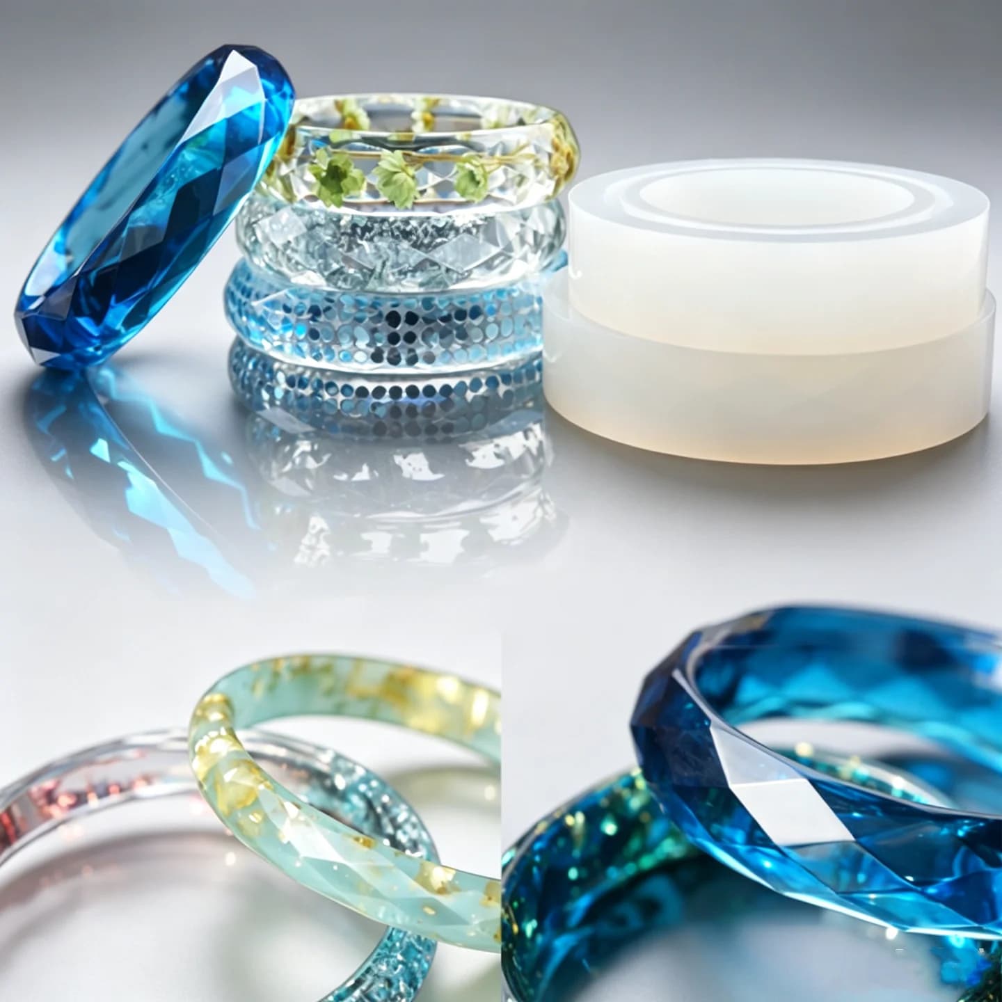 SNASAN Bracciale con superficie diamantata Stampo in silicone Stampo per gioielli Strumento fatto a mano Stampi in silicone per colata di resina epossidica fai-da-te fatti a mano