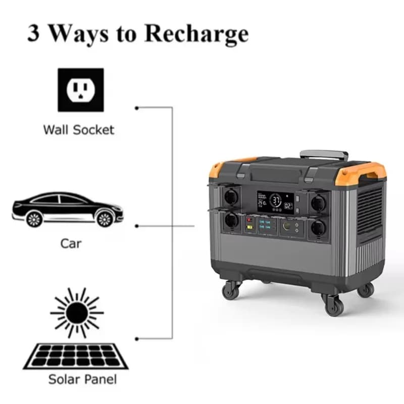 Stazione di energia solare domestica portatile da 3000 W 3KW/5KW MPPT US Jump Starter 120v Batteria esterna di emergenza da campeggio Generatore da 5000 W