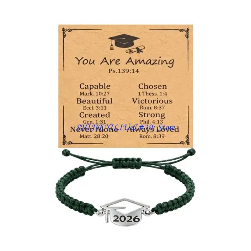 E21F Bracciale per laurea personalizzato classe 2026 Materiale in nylon morbido elegante braccialetto per laurea con ciondolo