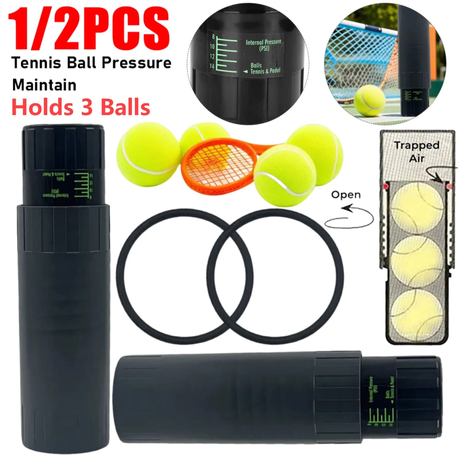 Contenitore per Mantenere la Pressione delle Palline da Tennis, Scatola per Ripristinare la Forma e Proteggere il Rimbalzo delle Palline