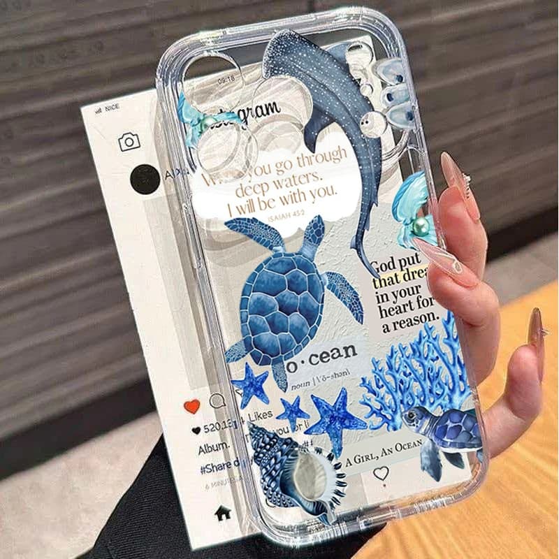 Marine Life Summer Pattern Clear Phone Case For iPhone 17 Air 16 15 14 13 12 11 17 Pro Max X XR XS 7 8 Plus SE 16E 17E Cover