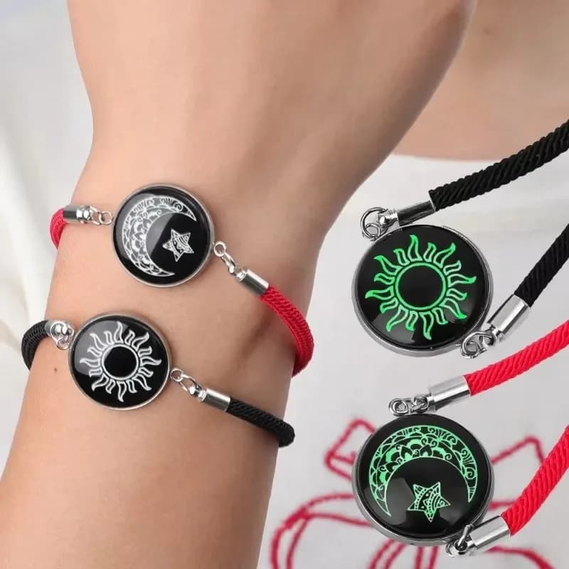 New Bracelet Couple 2026 with Night Light Moon Braided, Adjustable, Fashionable, Valentine's Gift, 2 Pieces