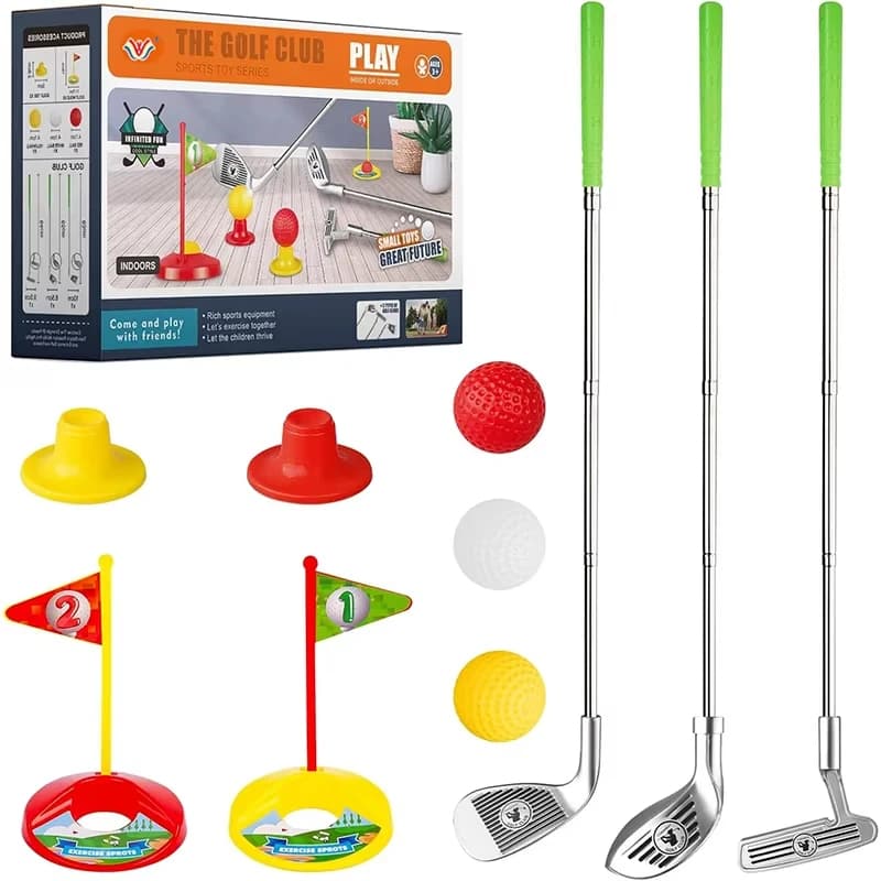 1 set di mazze da golf per bambini, giocattoli sportivi per esterni, giochi sportivi competitivi, giochi interattivi per interni, set di mazze da golf retrattili