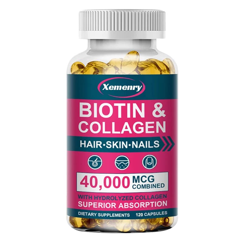 Extra resistant hair biotin capsules, skin and nails improve skin structure, hair growth, follicles repair