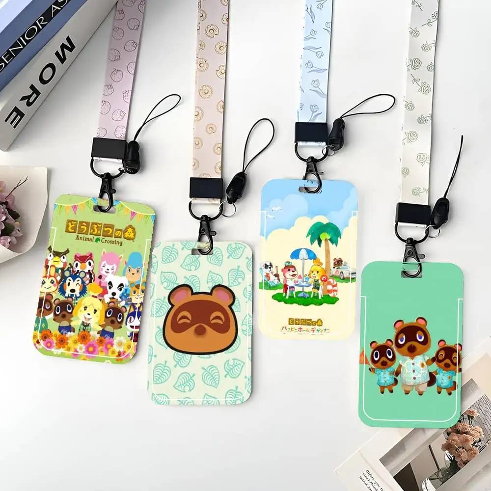 Porta Badge con Cordino da Collo a Tema Animal Crossing, Porta Tessere, Portachiavi, Custodia per Credenziali da Lavoro, Regalo