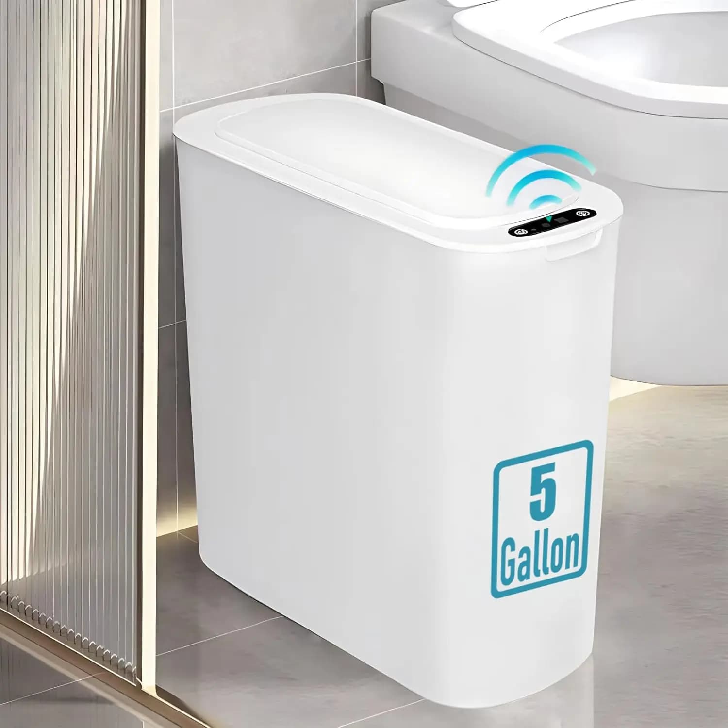 TIPGO Cestino per Rifiuti da Bagno con Sensore di Movimento da 5 Galloni, Bidone Automatico Senza Contatto, Cestino Intelligente in Plastica per Spazi Ristretti