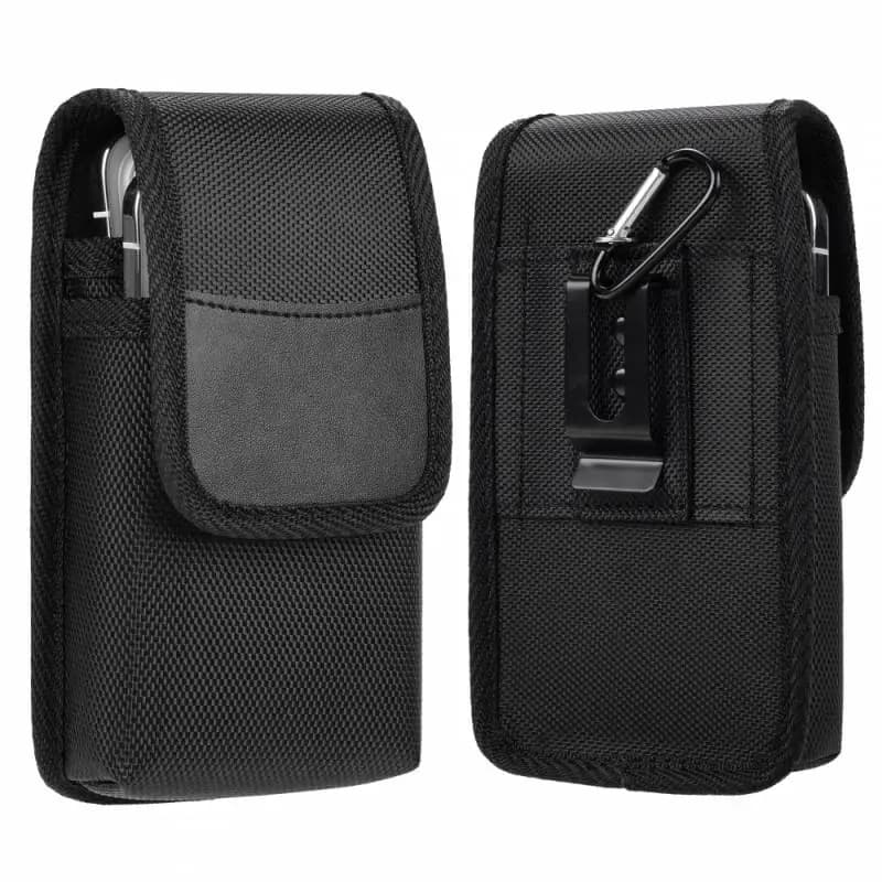 Borsa universale per telefono inferiore a 7,5 pollici Custodia da cintura per cellulare con doppia tasca in nylon Borsa da esterno da uomo per iPhone Samsung Xiaomi