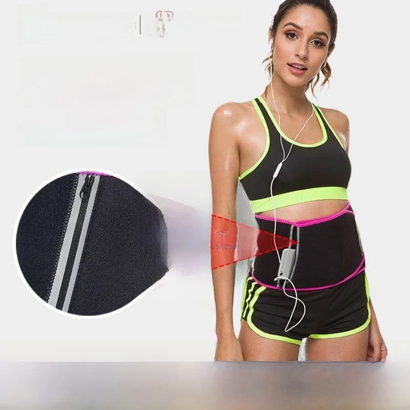 Cintura Fitness Assorbi-Sudore con Tasca con Cerniera, Larga Cintura di Supporto Addominale per Yoga e Corsa, Protezione Completa per il Corpo Estiva da Lavoro