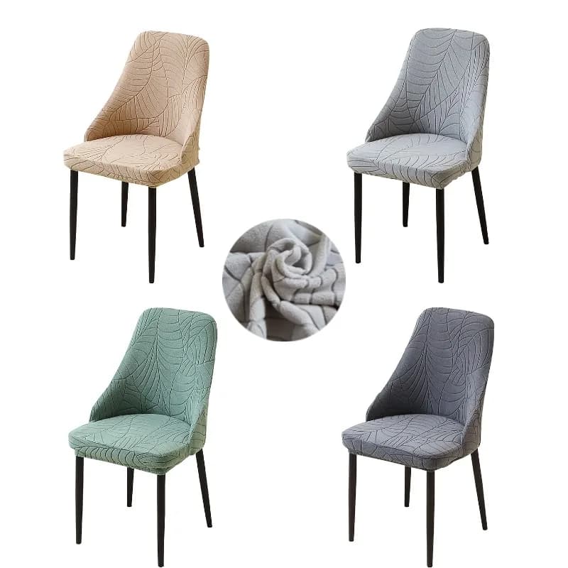Fodere per sedie curve jacquard con foglie, braccioli piccoli elastici, fodere per sedie da pranzo, fodere per sedili, per soggiorno, feste, hotel, casa
