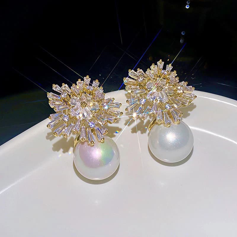 Coreano scintillante reheinstone perla clip su orecchini per le donne moda luce di lusso da sposa festa nuziale gioielli Non forati