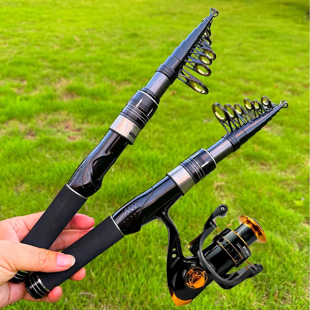 Canna da pesca telescopica Spinning 1.5-2.4M e 1000-4000 Reel Combo Mini canna da viaggio protettiva per la pesca alla carpa d'acqua dolce/acqua di mare