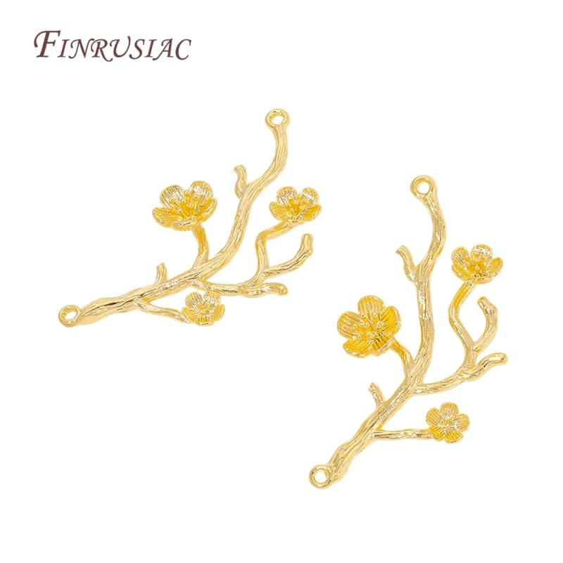 Connettori a Forma di Prugna Placcati in Oro 18K, Ciondoli Connettori in Ottone, Accessori Fai-da-Te per Collane, Bracciali e Orecchini