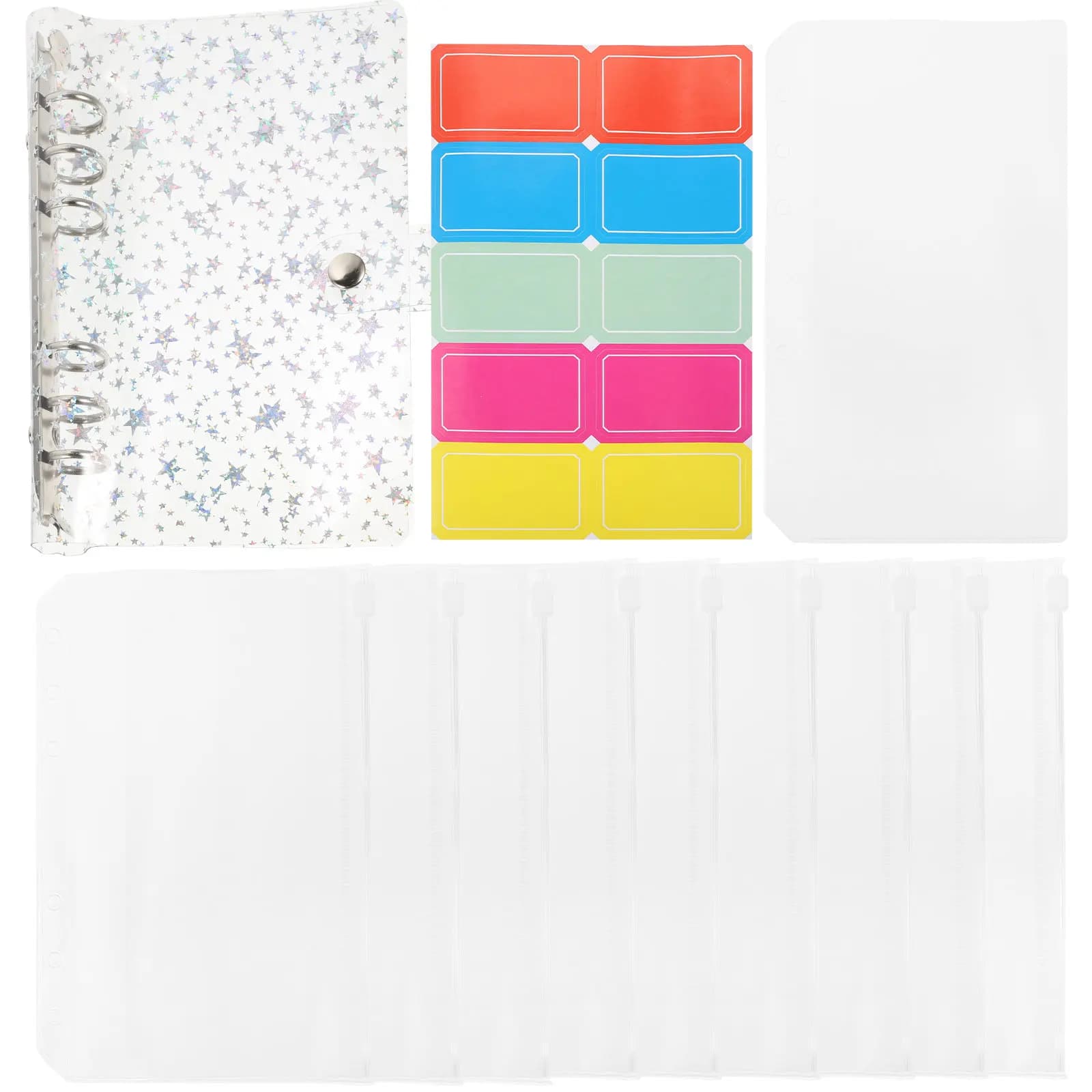 1Set Stylish Budget Binder Money Saver Organizer with Zipper Envelopes Cash Storage Wallet Budget Planner Notebook for Financial