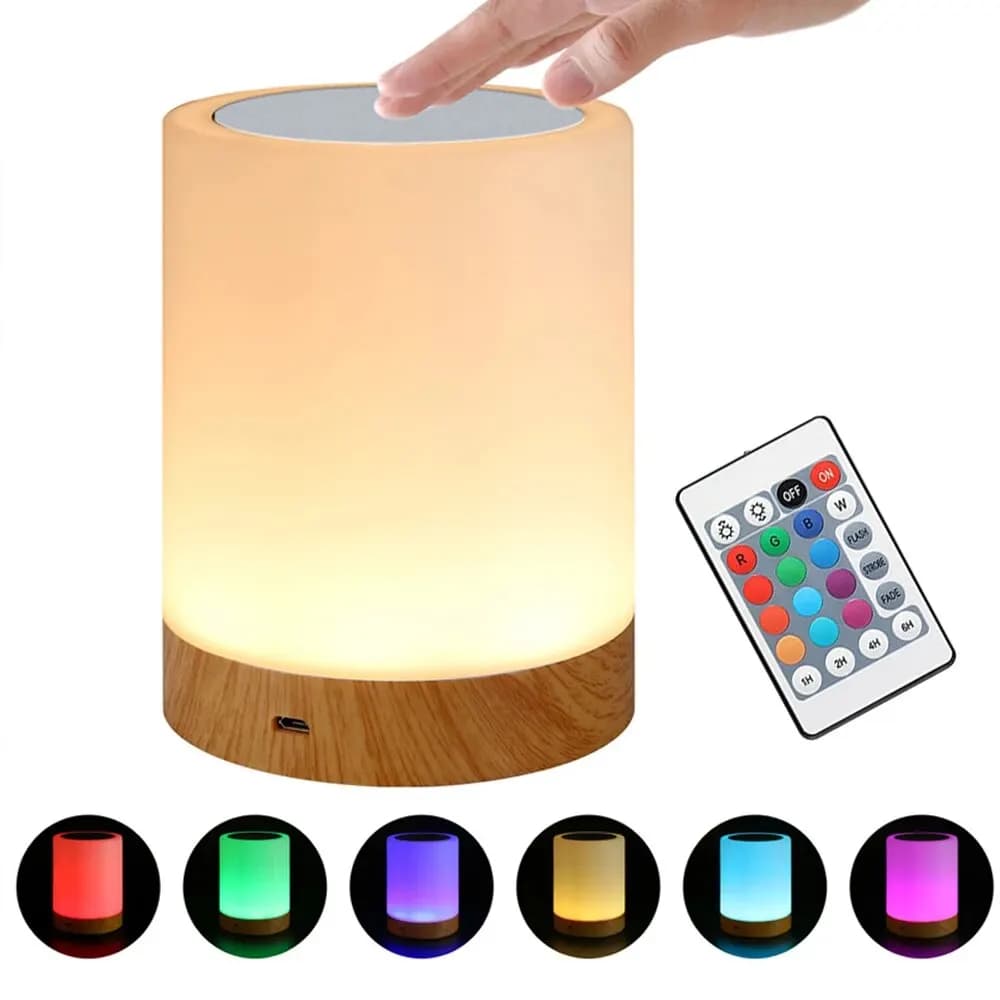 Luce da comodino Touch, luce notturna per camera da letto, luce da scrivania dimmerabile, telecomando 13 luce che cambia colore, spegnimento temporizzato, carica USB