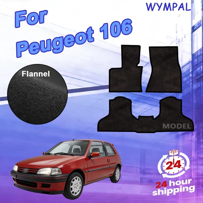 Nylon Velour front rugs for Peugeot 106 hatchback (1991-2003) -Black