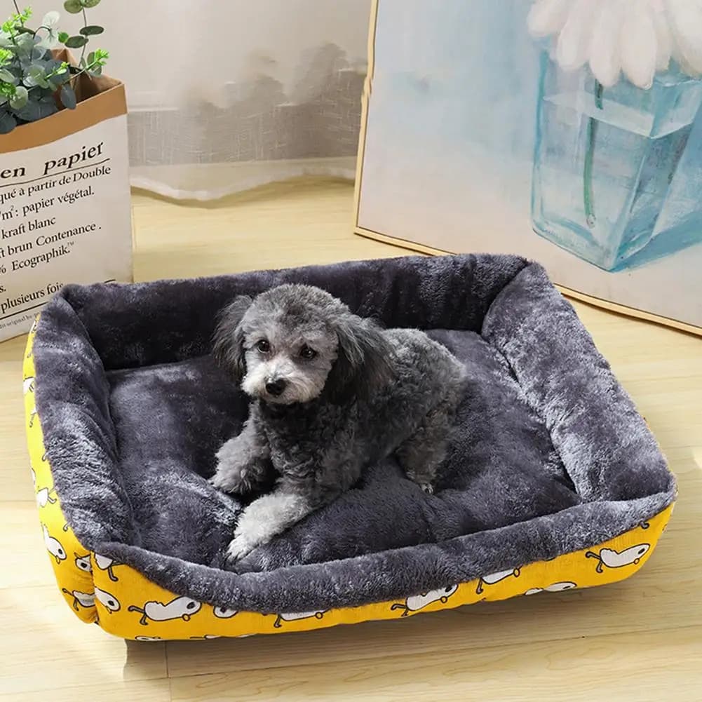 Cuccia per cani a forma di rettangolo Pet Winter Warm Bed Animals Print Cat Cushion Warm Kennel Pet Winter Nest Pet Sleeping Bed