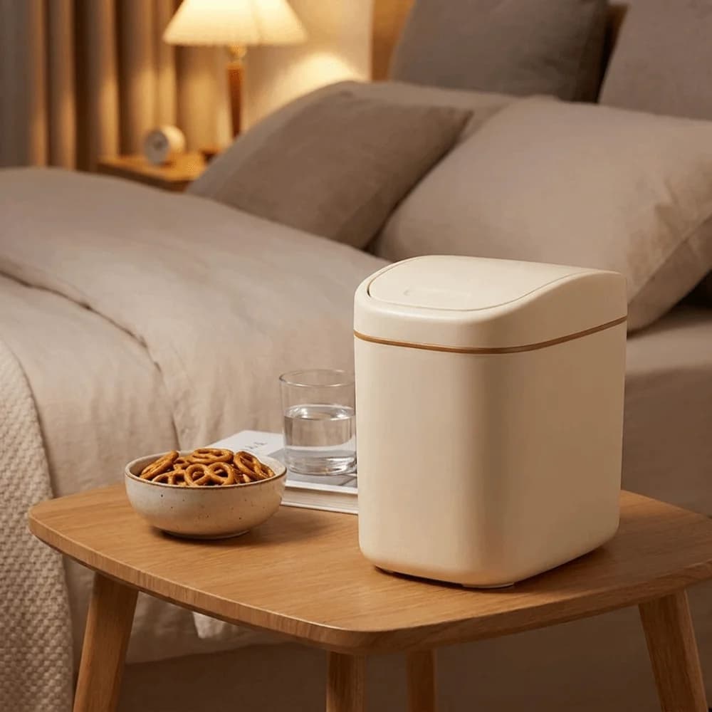 Swing Top Lid Desktop Wastebasket Dustproof Sealed Design Small Garbage Can Thickened Large Capacity Mini Trash Can Dorm