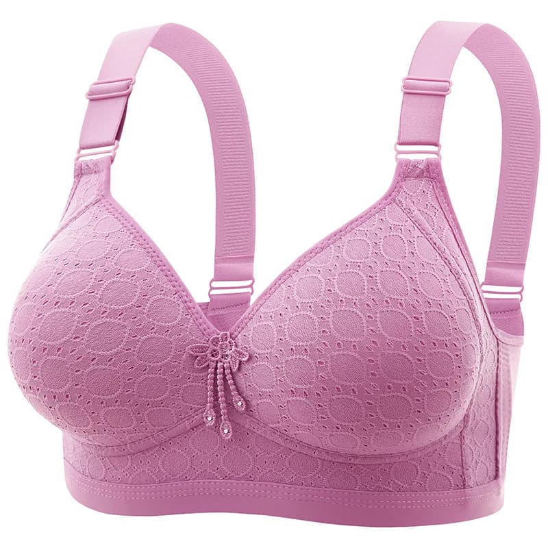 3/4 Cup Brassiere Women's Plus Size Lady Lightweight Wireless Bra Shaping Lifting Prevents Sagging Middle-Aged Back Hook Closure