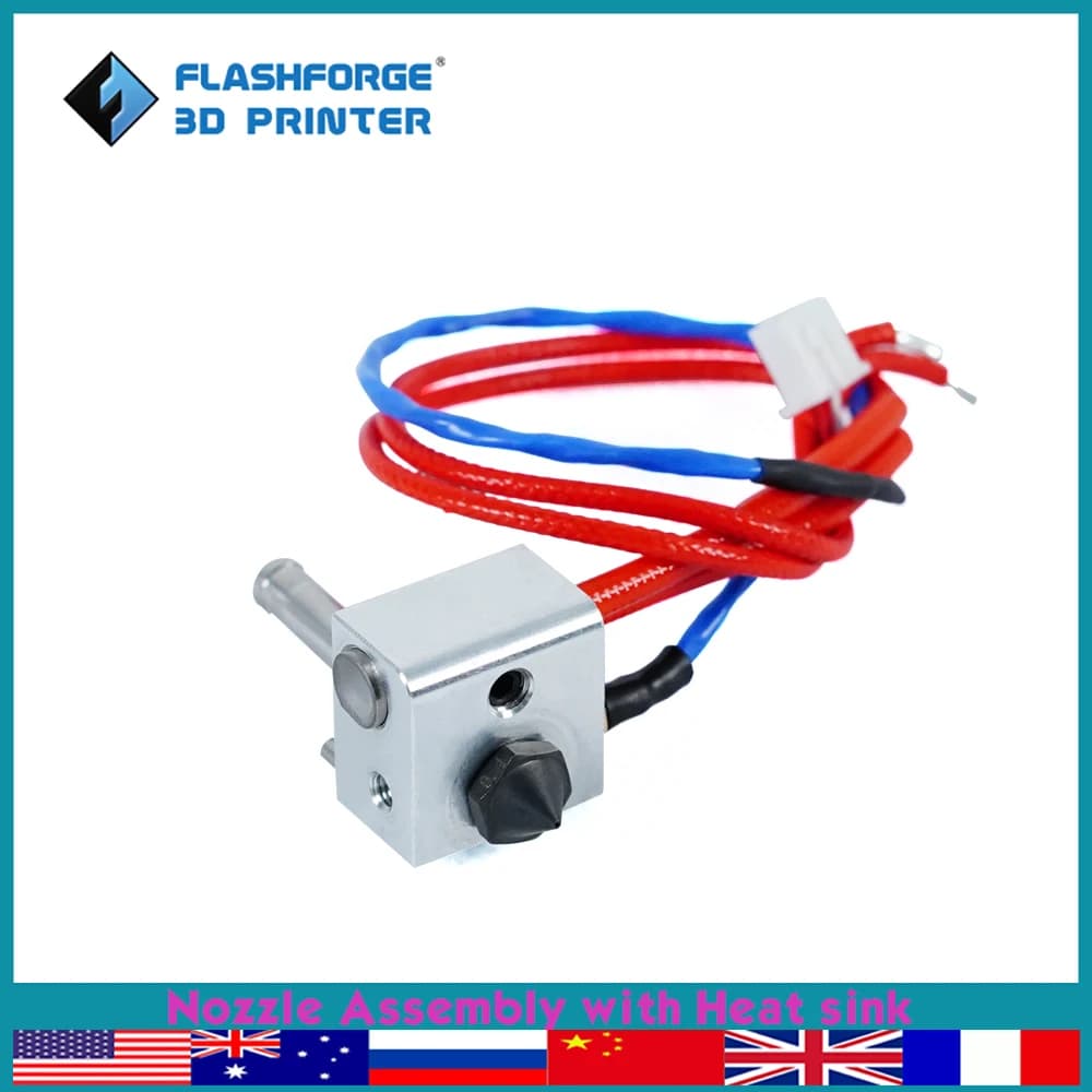 FLASHFORGE Gruppo ugello con dissipatore di calore per Creator 3 Pro 0,4 mm/0,6 mm/0,8 mm Parti della stampante 3D Hotend temprate