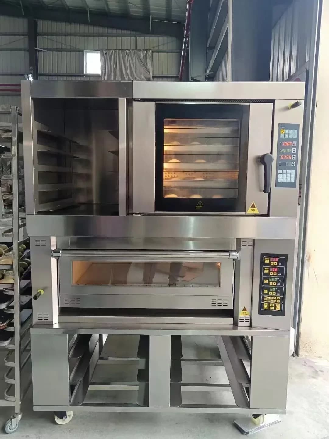 Forno per pizza a gas da 60 Hz 220 Volt con 3 vassoi da forno a gas da tavolo con piastra in pietra
