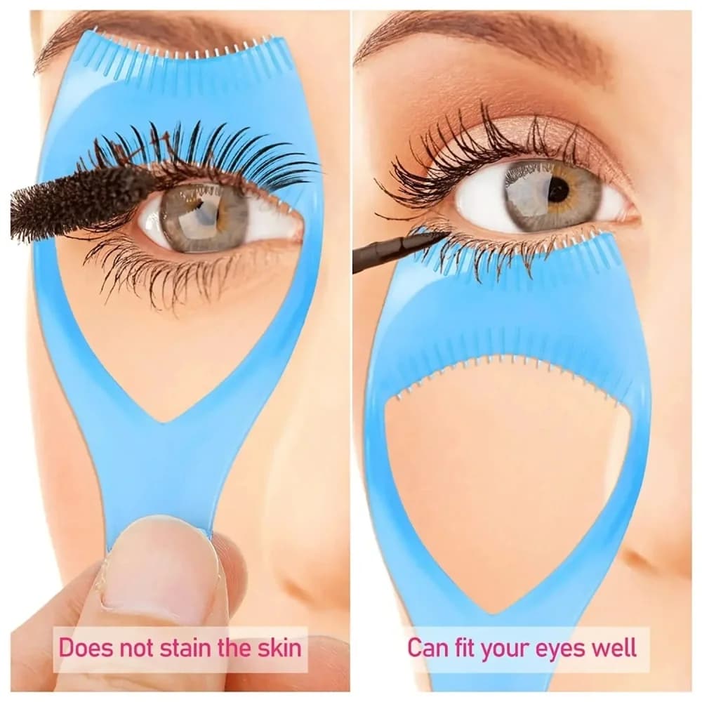 3 in 1 Multifunctional Eyelash Makeup Tool Mascara Shield Guard Curling Comb Applicator Eyebrow Eyeliner Auxiliary Beauty Tool