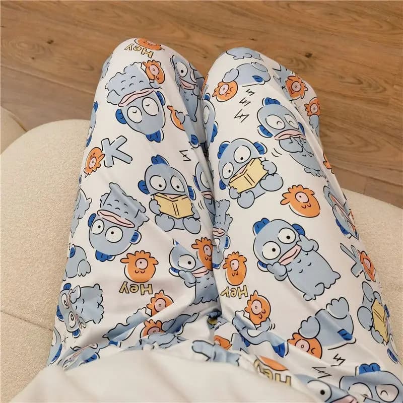 Sanrio Hangyodon Pajamas Pants Y2K Kawaii Cartoon Spring Sleeping Pants Casual Sleepwear Trousers Women's Home Wear Trousers New