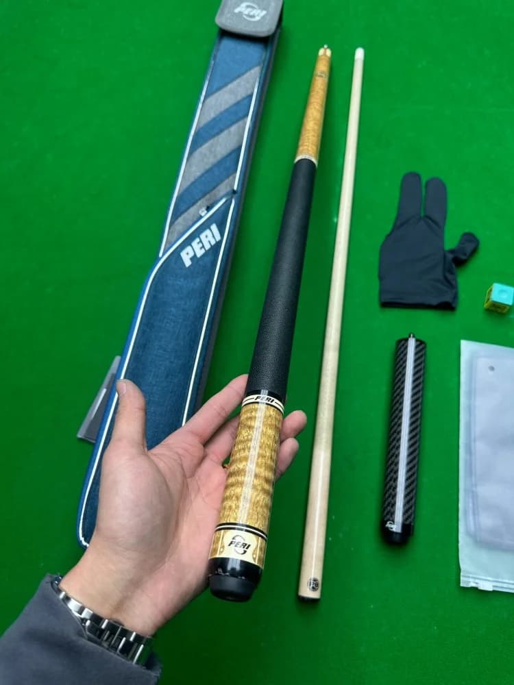 Stecca da Biliardo di Lusso PERI Speed SY con Punta Grande da 12,5mm, Set di Stecche Lunghe in Acero con Prolunga per Biliardo Americano a 8 e 9 Palle