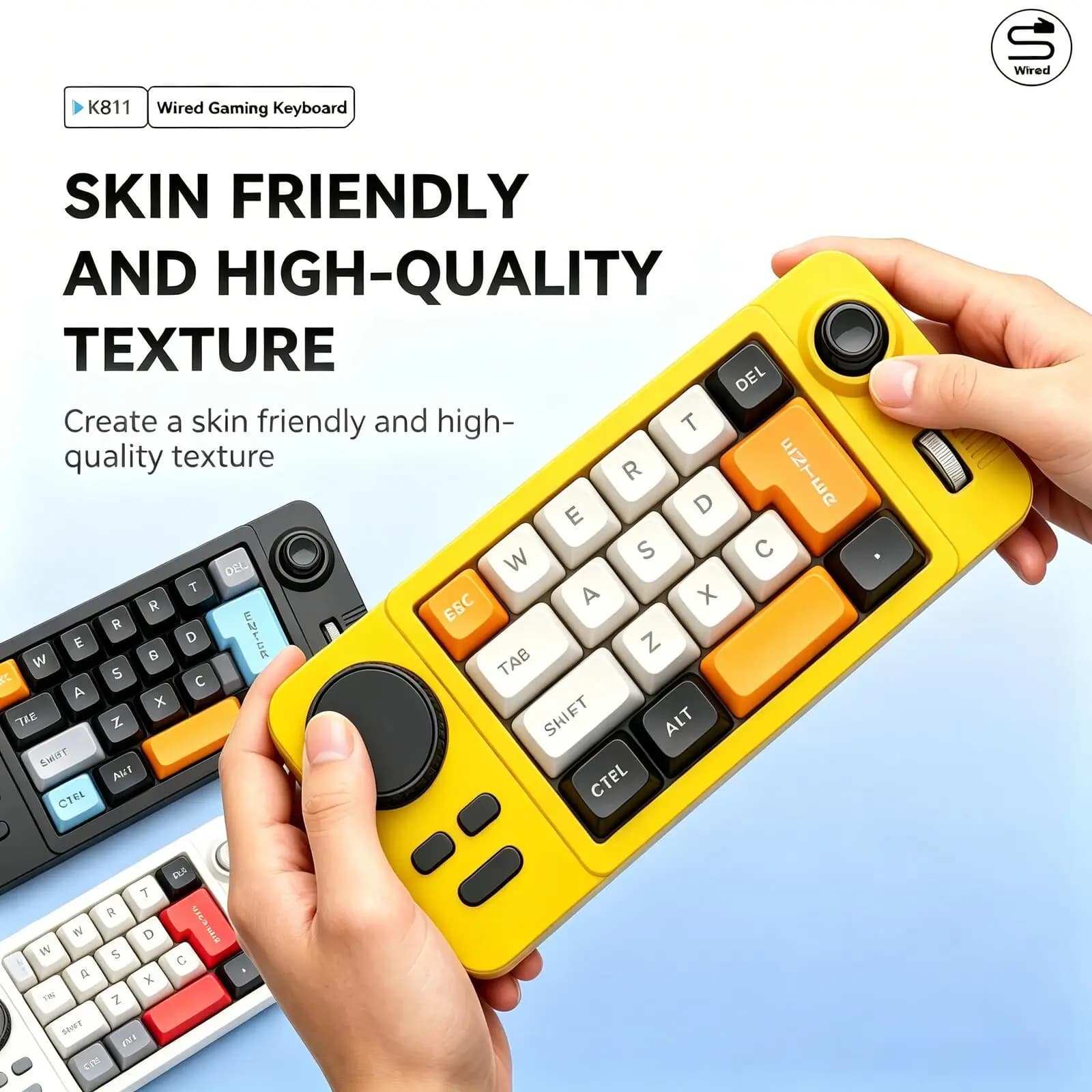 Tastierino Meccanico Cablato K81 Mini a 19 Tasti con Illuminazione RGB, Tastiera Macro con Manopola Volume e Joystick per Giochi, Tastiera da Gaming Portatile