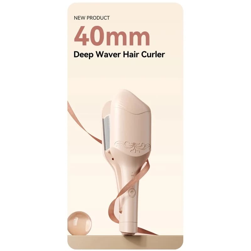 NEW 40mm Deep Wave Hair Crimper With Negative Ion - Adjustable Temperature Curling Iron for Long Lasting Wavy Hair, Anti-Frizz