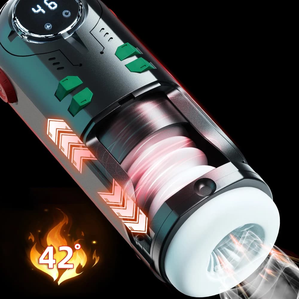 Masturbatore Maschile Telescopico Riscaldato Elettrico, Coppa per Sesso Orale con Funzione di Suzione e Spinta, Giocattolo Sessuale per Uomini