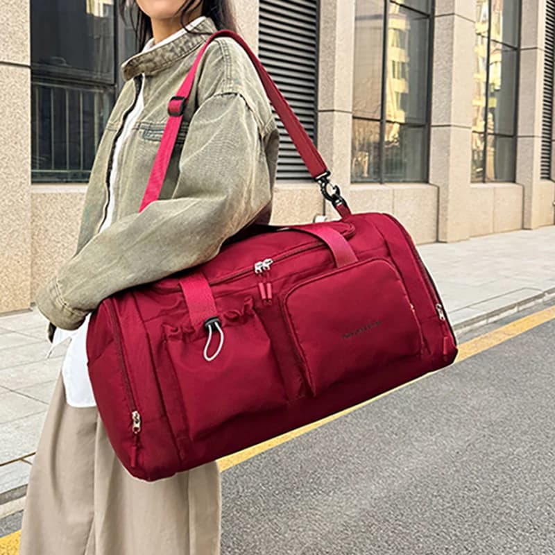 Borsa da palestra portatile per fitness, scomparto per scarpe, borsa sportiva da viaggio all'aperto, borsa a tracolla con tracolla per breve viaggio, separazione asciutta e bagnata