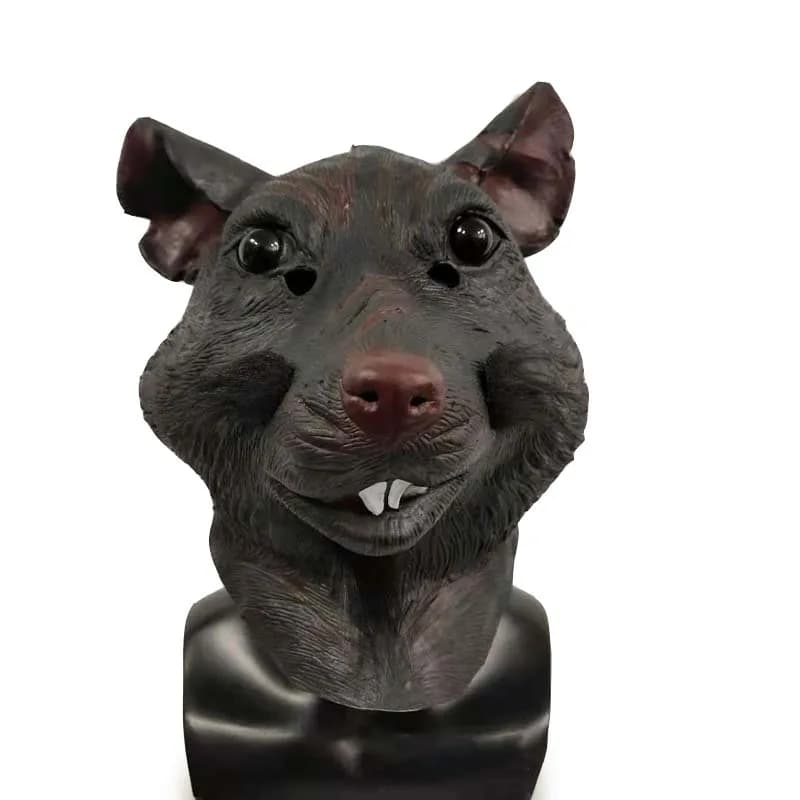 Mascaras Halloween Realistic Mouse Animal Head Latex Masks Cosplay Costume Rat Head Cover Carnival Party Adult Giant Mouse