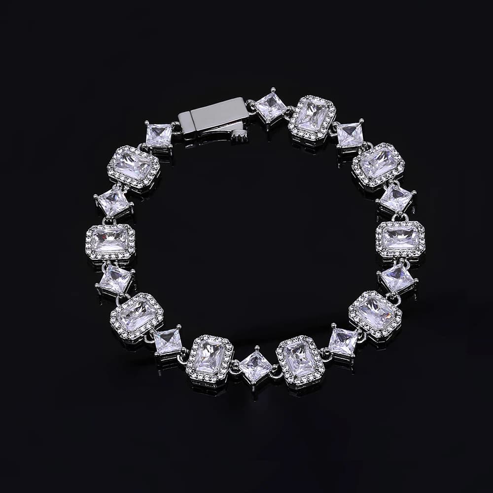 HHIOK Fashion 10mm Ice Zircon Bracelet Gold Plated Cubic Zirconia Shining Hip-Hop Rock Party Jewelry Unisex Bracelet Gift