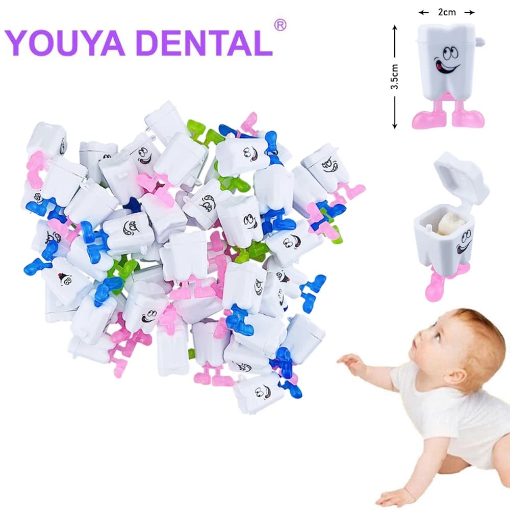 50 pezzi scatola per denti da latte carino organizzatore per denti per bambini scatola di immagazzinaggio per denti da latte in plastica salva raccogliere custodia per ragazzi ragazze primo contenitore per denti