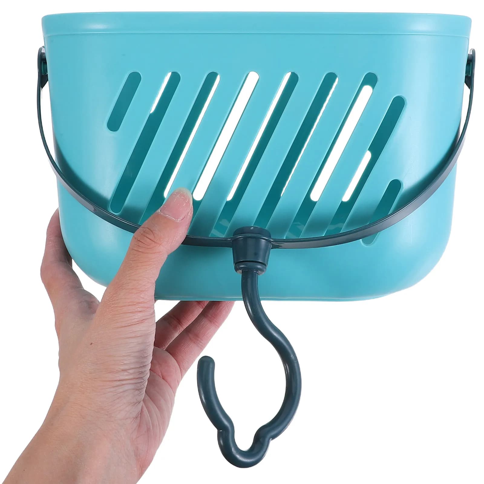 2Pcs Bathroom Hanging Shower Basket Sturdy Hook Organizer Plastic Storage Rack Portable Wall Door Mounted Shelf for Toiletries