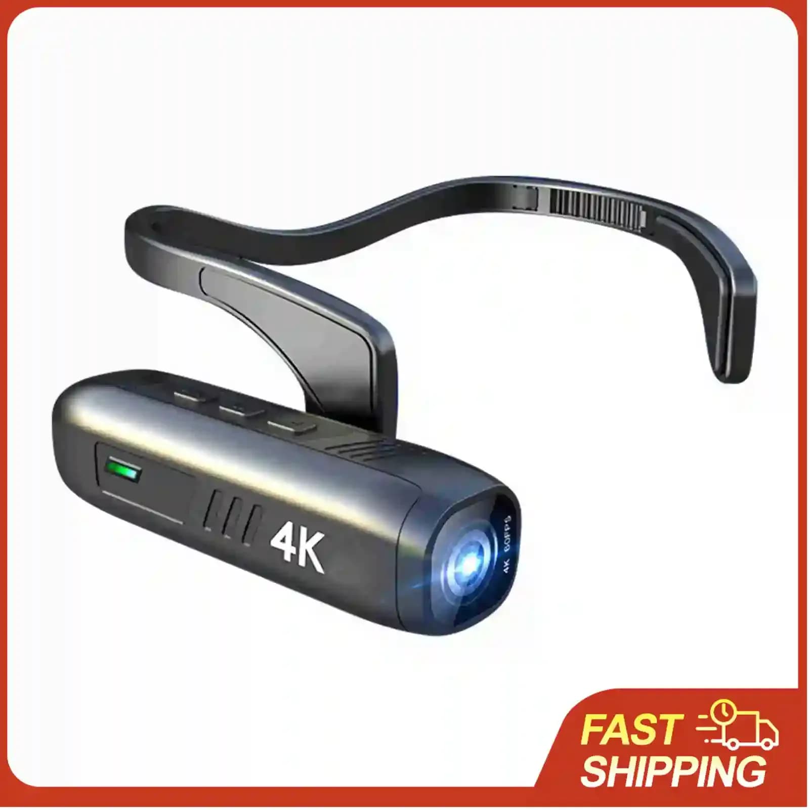4K 30FPS Head Mounted Camera with EIS 2.0 Anti-Shake, 120° Wide Angle for Vlog Sports Hands-Free Recording