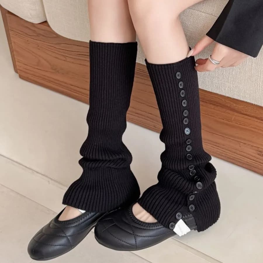 ​ Nuovi toppers per calzini slouchy con dettaglio bottoni da donna, comodi scaldamuscoli in maglia per stratificazione di pantaloni e stivali da yoga ​